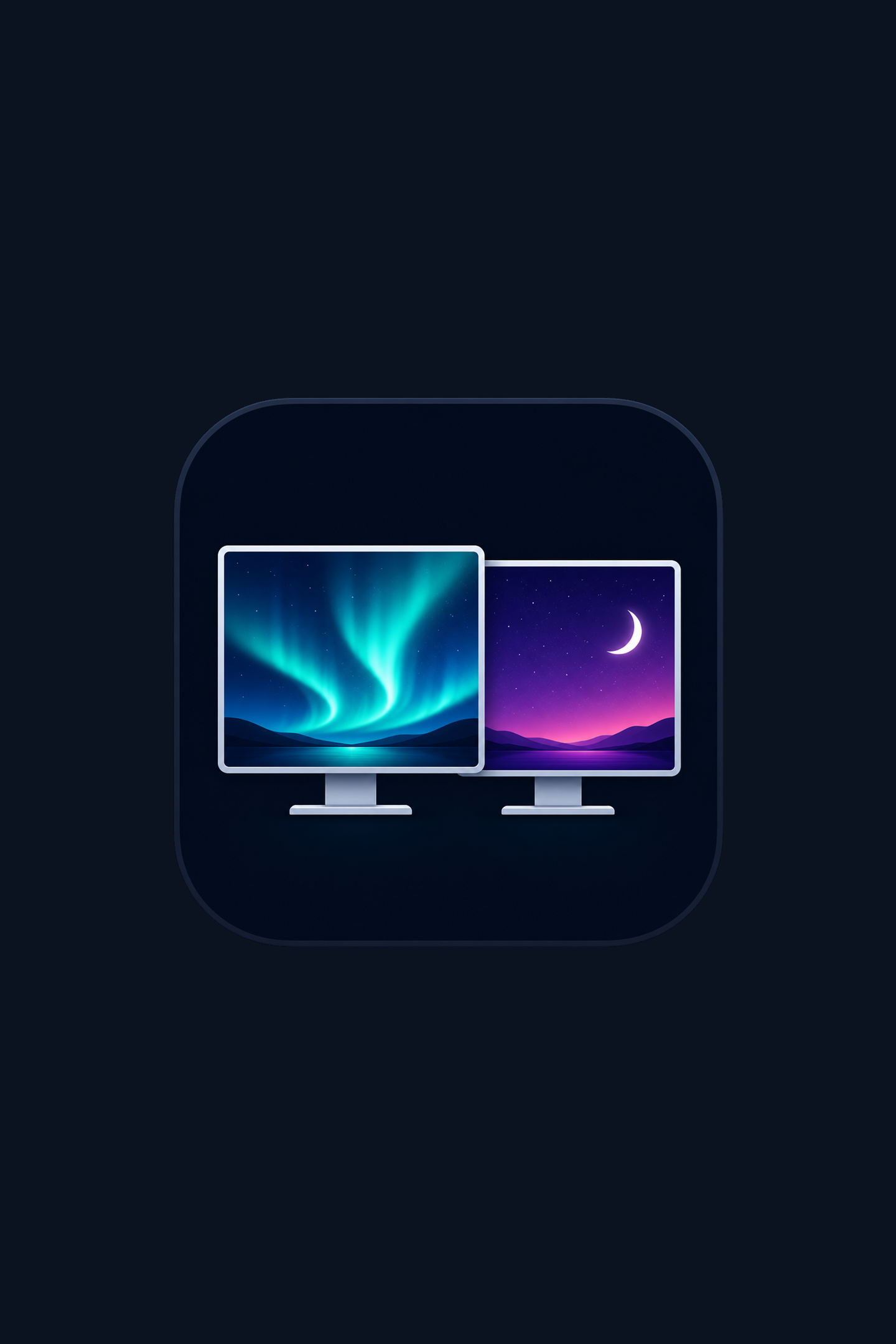 Arte vertical del producto con monitores duales